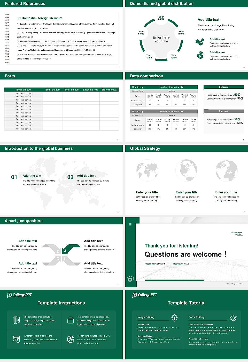 Slippery Rock University of Pennsylvania Thesis Proposal/Graduation Defense PPT Template16:9 ratio PPT effect preview image4