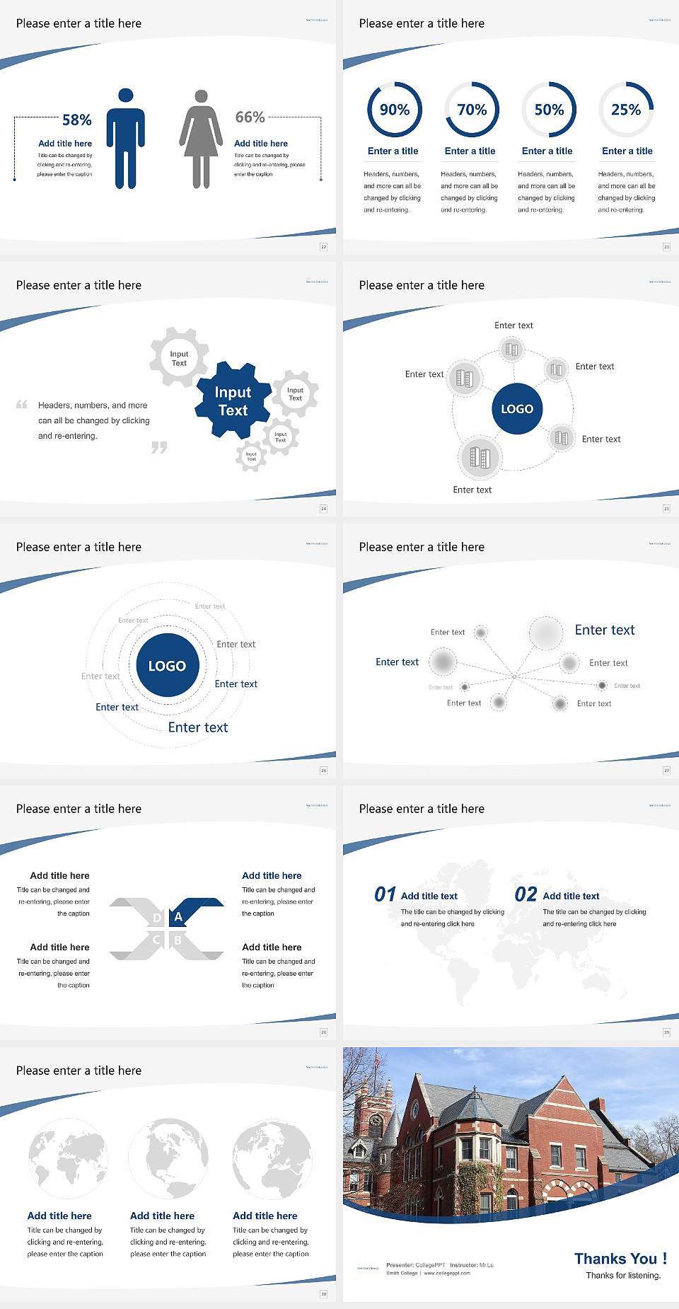 Smith College Course/Courseware Creation PPT Template4:3 ratio PPT effect preview image4