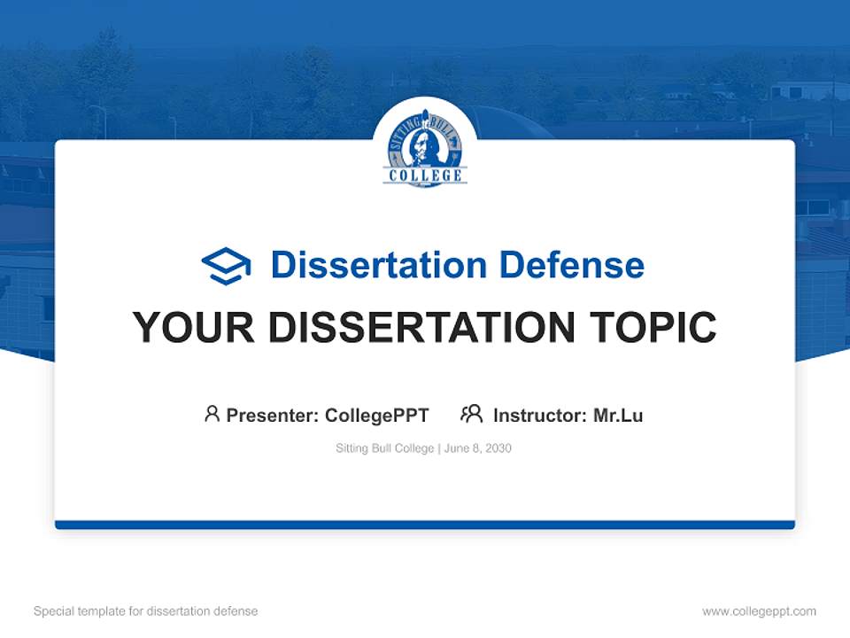 Sitting Bull College Graduation Thesis Defense PPT Template4:3 ratio PPT effect preview image7