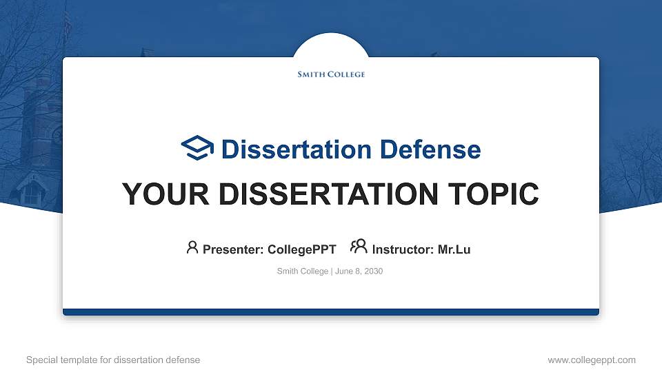 Smith College Graduation Thesis Defense PPT Template16:9 ratio PPT effect preview image