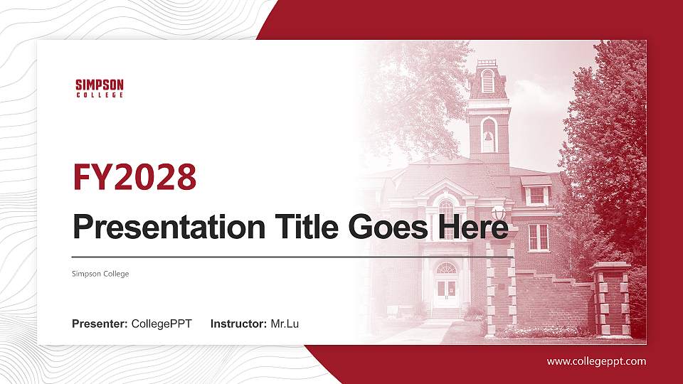 Simpson College Academic Presentation/Research Findings Report PPT Template16:9 ratio PPT effect preview image