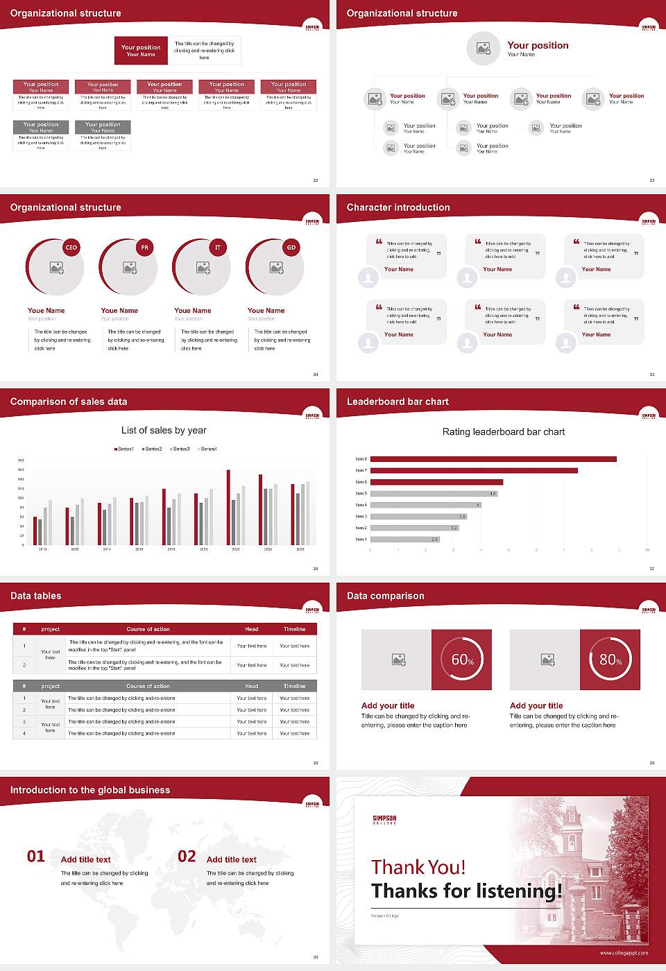 Simpson College Academic Presentation/Research Findings Report PPT Template16:9 ratio PPT effect preview image4