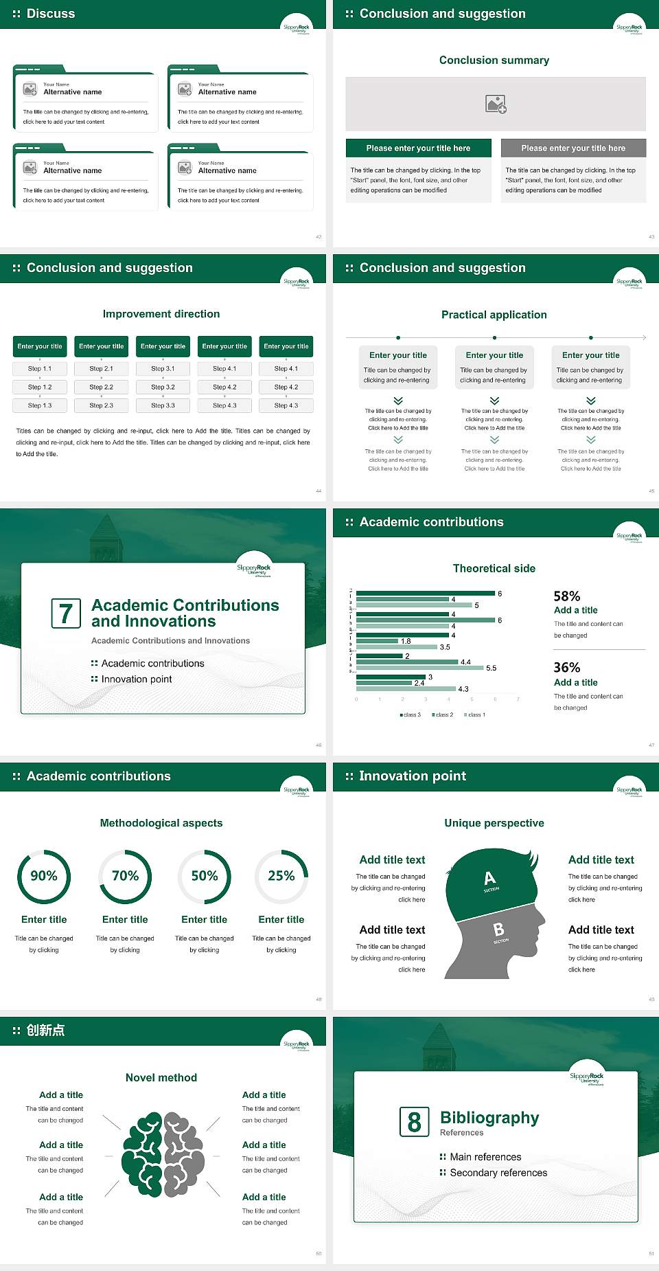 Slippery Rock University of Pennsylvania Graduation Thesis Defense PPT Template4:3 ratio PPT effect preview image6