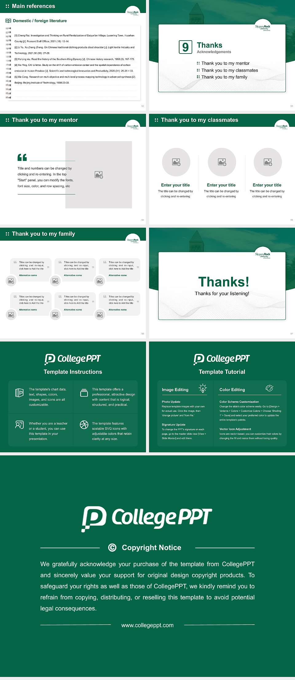 Slippery Rock University of Pennsylvania Graduation Thesis Defense PPT Template4:3 ratio PPT effect preview image7