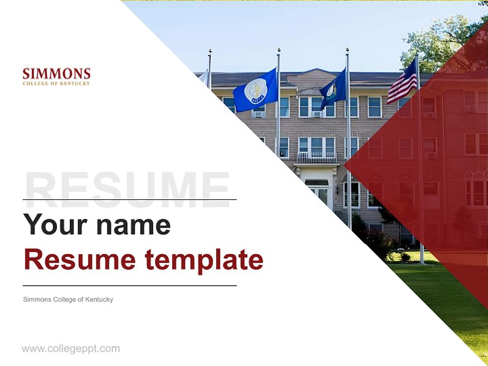 Simmons College of Kentucky Resume PPT Template4:3 ratio PPT effect preview image5