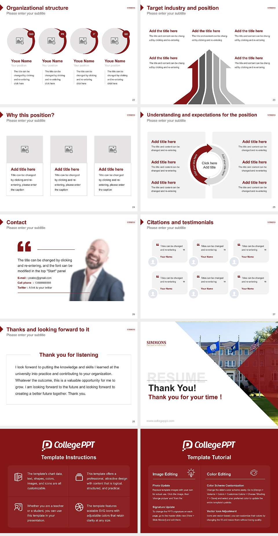 Simmons College of Kentucky Resume PPT Template4:3 ratio PPT effect preview image4