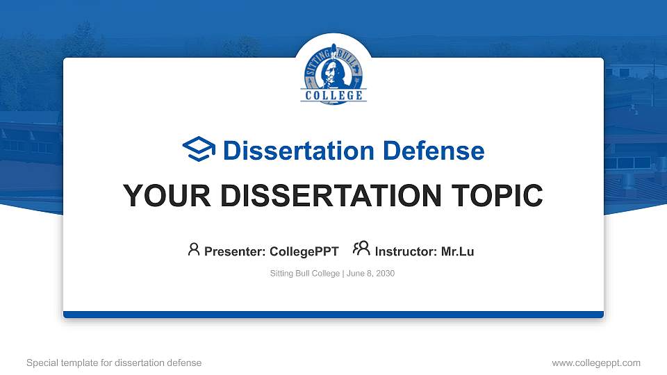 Sitting Bull College Graduation Thesis Defense PPT Template16:9 ratio PPT effect preview image