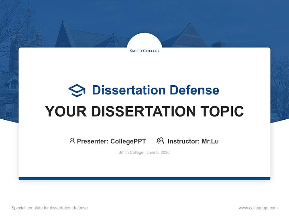 Smith College Graduation Thesis Defense PPT Template4:3 ratio PPT effect preview image7