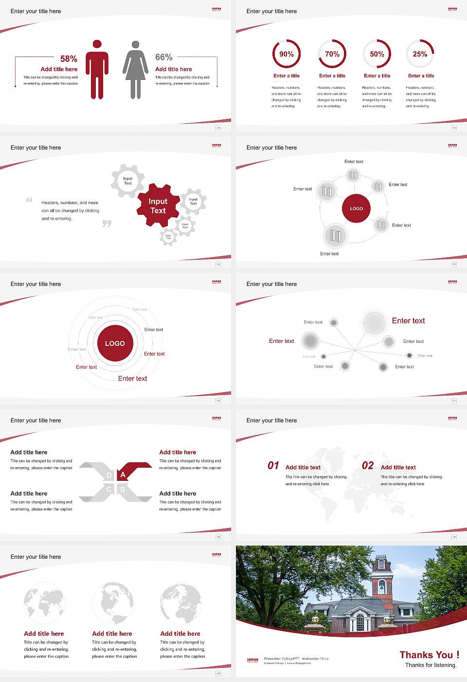 Simpson College Course/Courseware Creation PPT Template16:9 ratio PPT effect preview image4