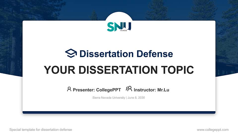 Sierra Nevada University Graduation Thesis Defense PPT Template16:9 ratio PPT effect preview image