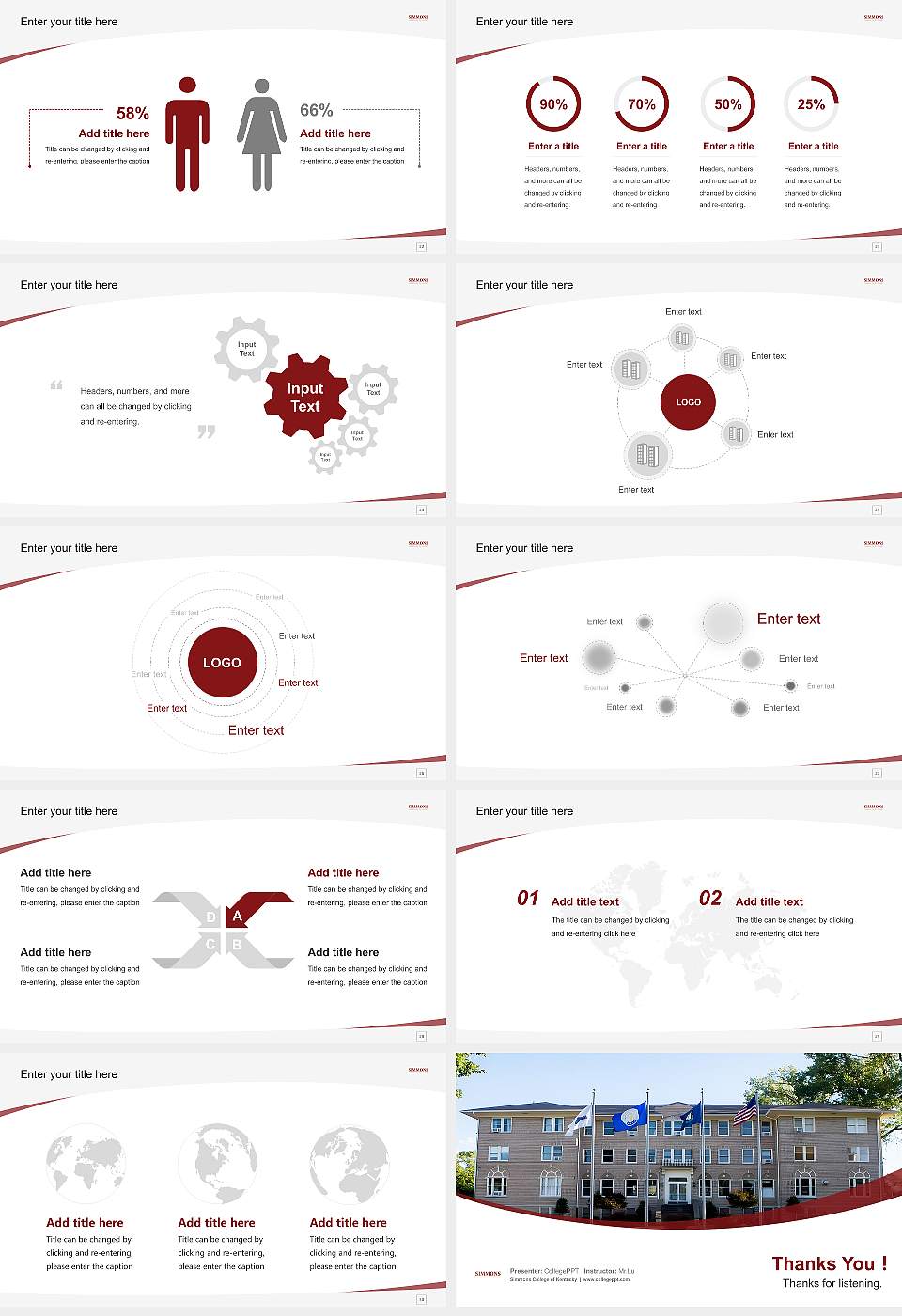 Simmons College of Kentucky Course/Courseware Creation PPT Template16:9 ratio PPT effect preview image4