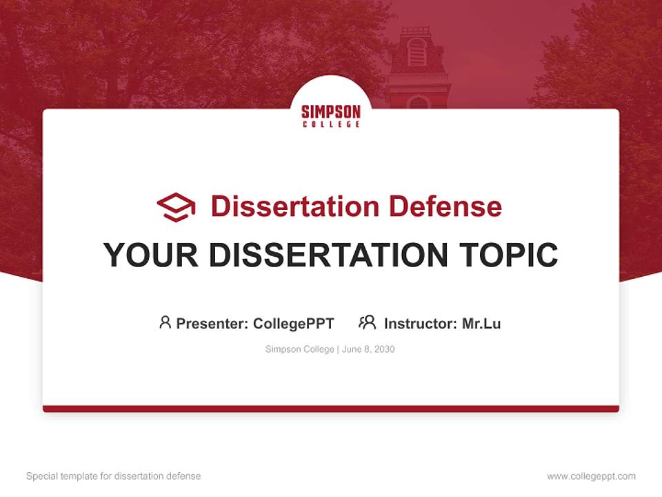 Simpson College Graduation Thesis Defense PPT Template4:3 ratio PPT effect preview image7