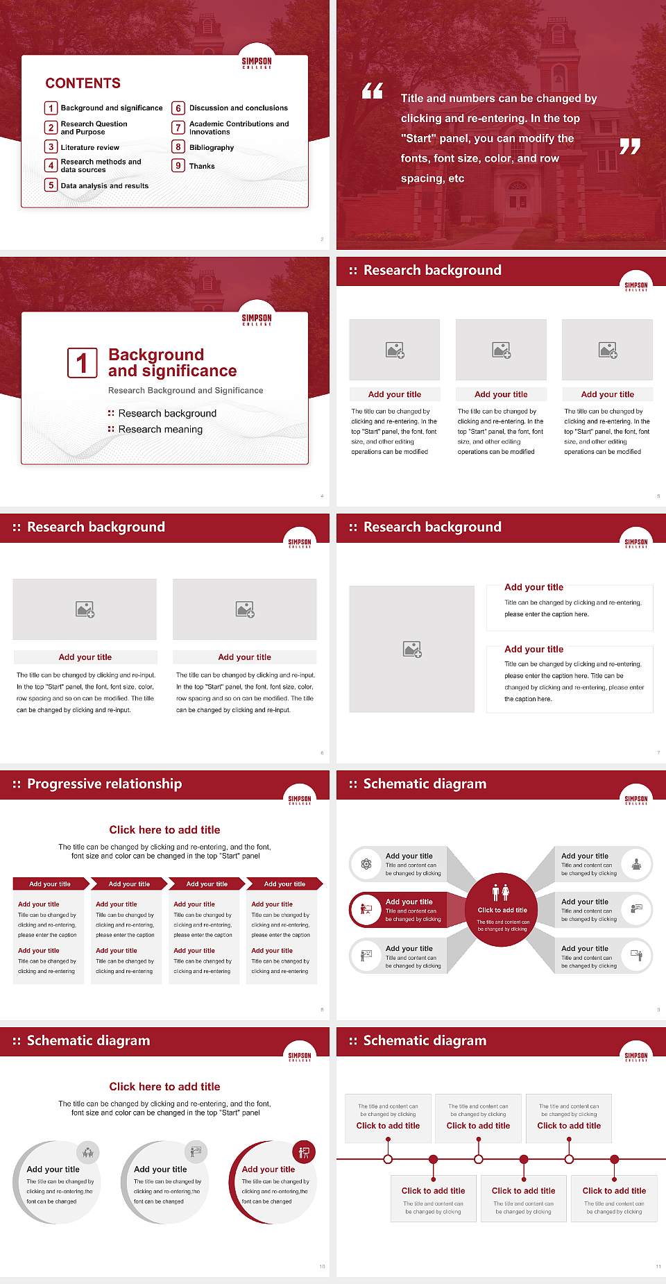 Simpson College Graduation Thesis Defense PPT Template4:3 ratio PPT effect preview image2