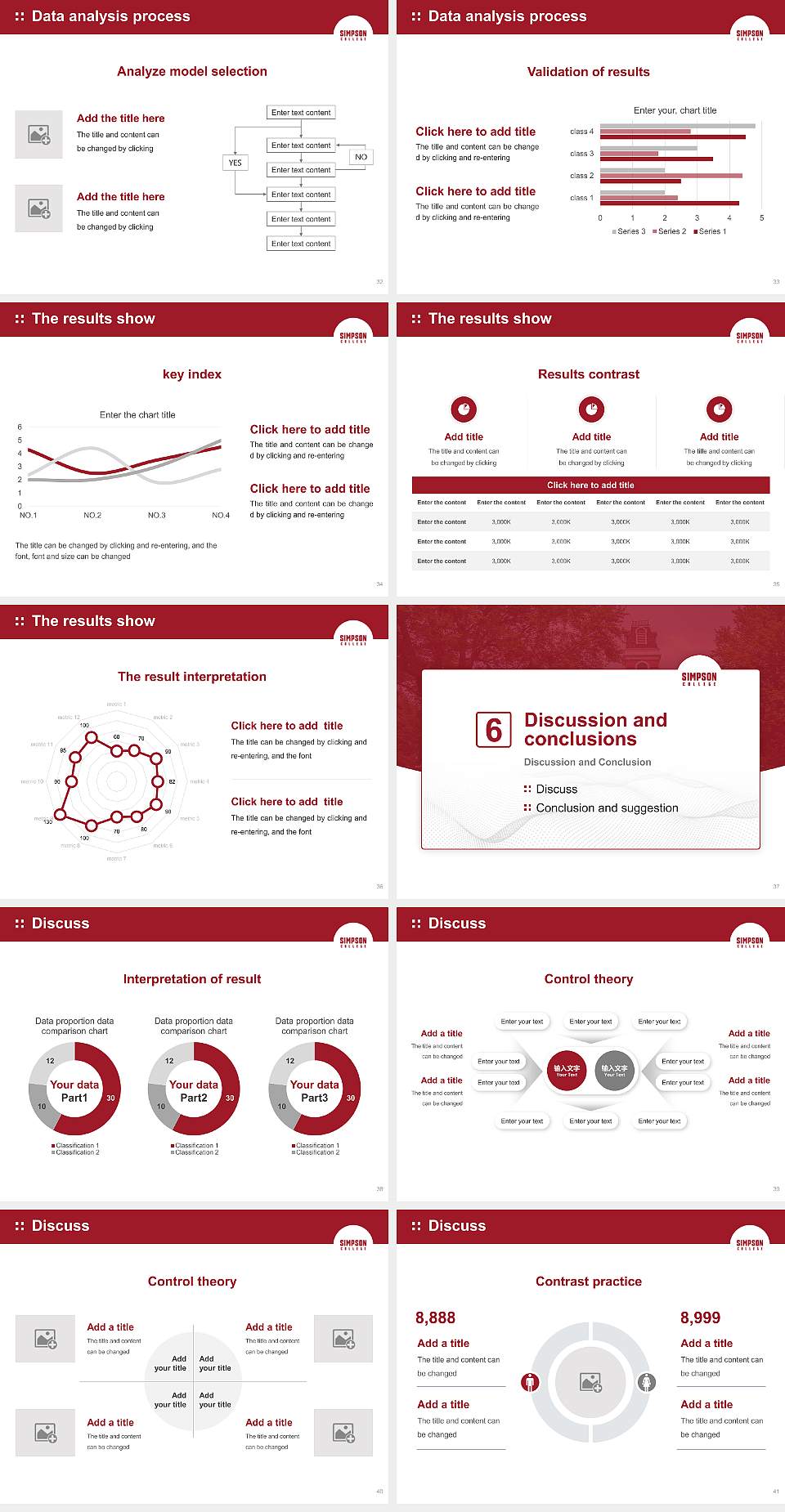 Simpson College Graduation Thesis Defense PPT Template4:3 ratio PPT effect preview image5