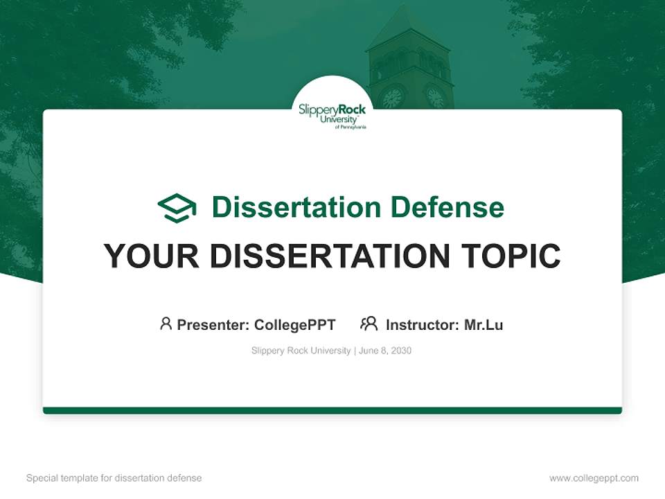 Slippery Rock University Graduation Thesis Defense PPT Template4:3 ratio PPT effect preview image7