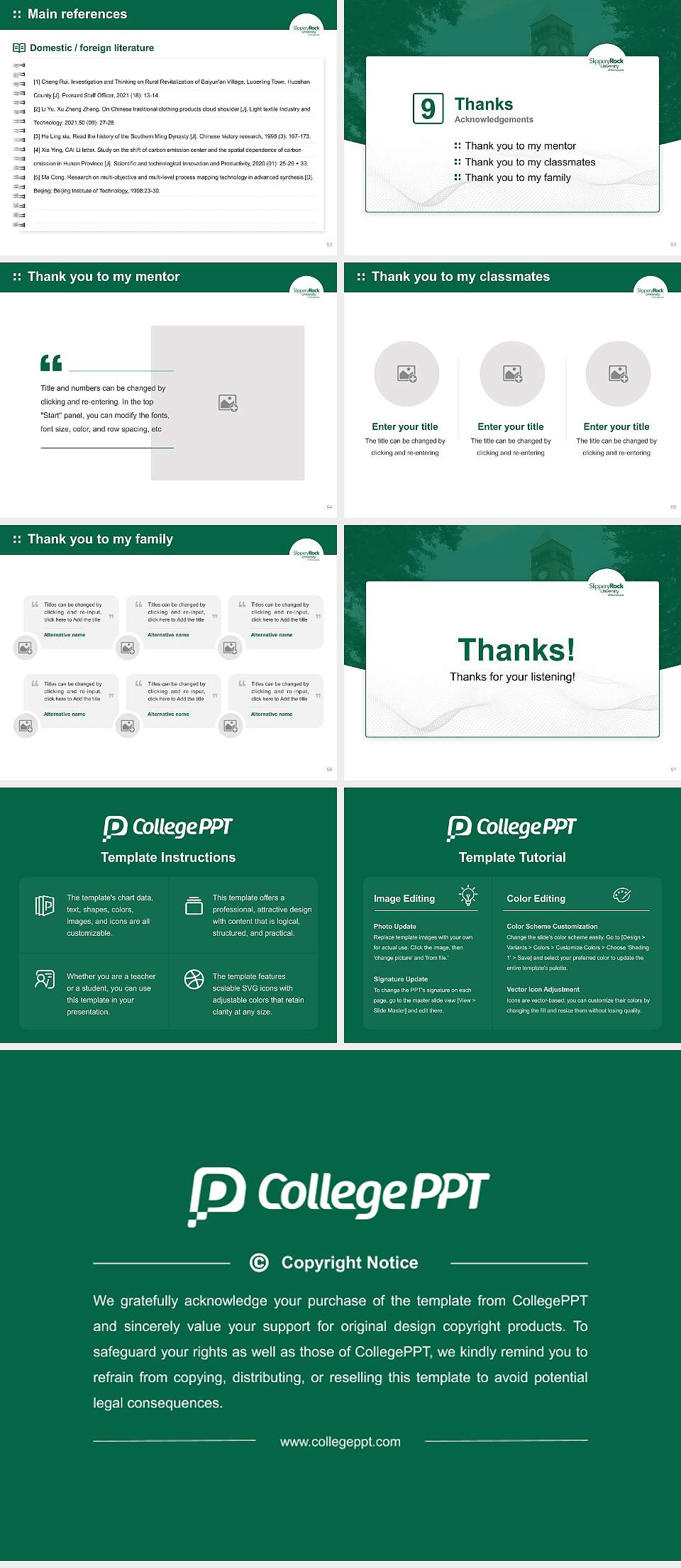 Slippery Rock University Graduation Thesis Defense PPT Template4:3 ratio PPT effect preview image7