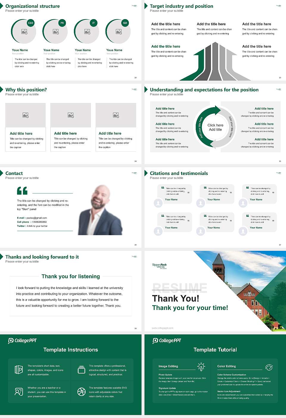 Slippery Rock University of Pennsylvania Resume PPT Template16:9 ratio PPT effect preview image4