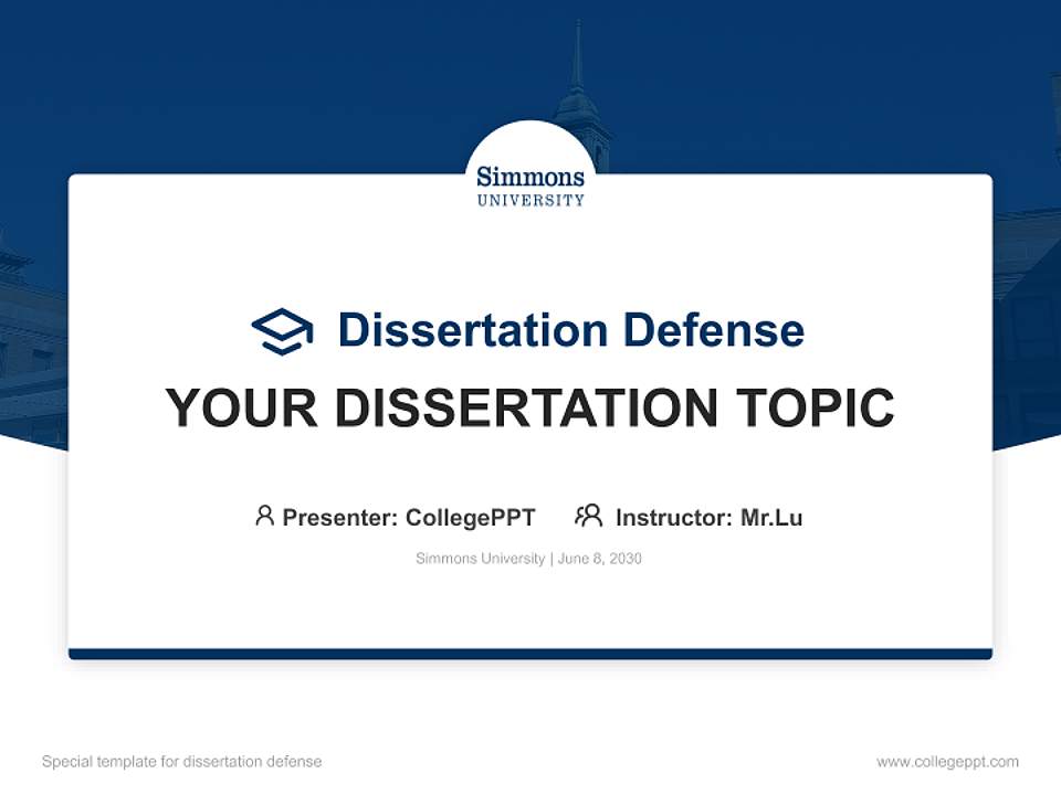 Simmons University Graduation Thesis Defense PPT Template4:3 ratio PPT effect preview image7