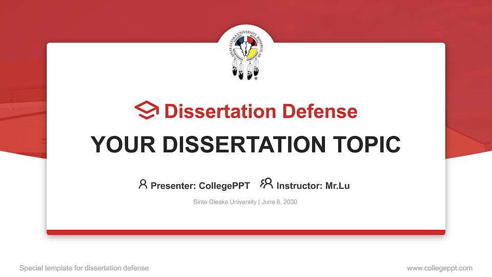 Sinte Gleska University Graduation Thesis Defense PPT Template16:9 ratio PPT effect preview image