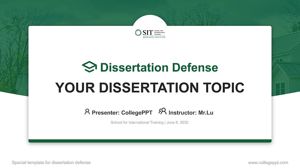 School for International Training Graduation Thesis Defense PPT Template16:9 ratio PPT effect preview image