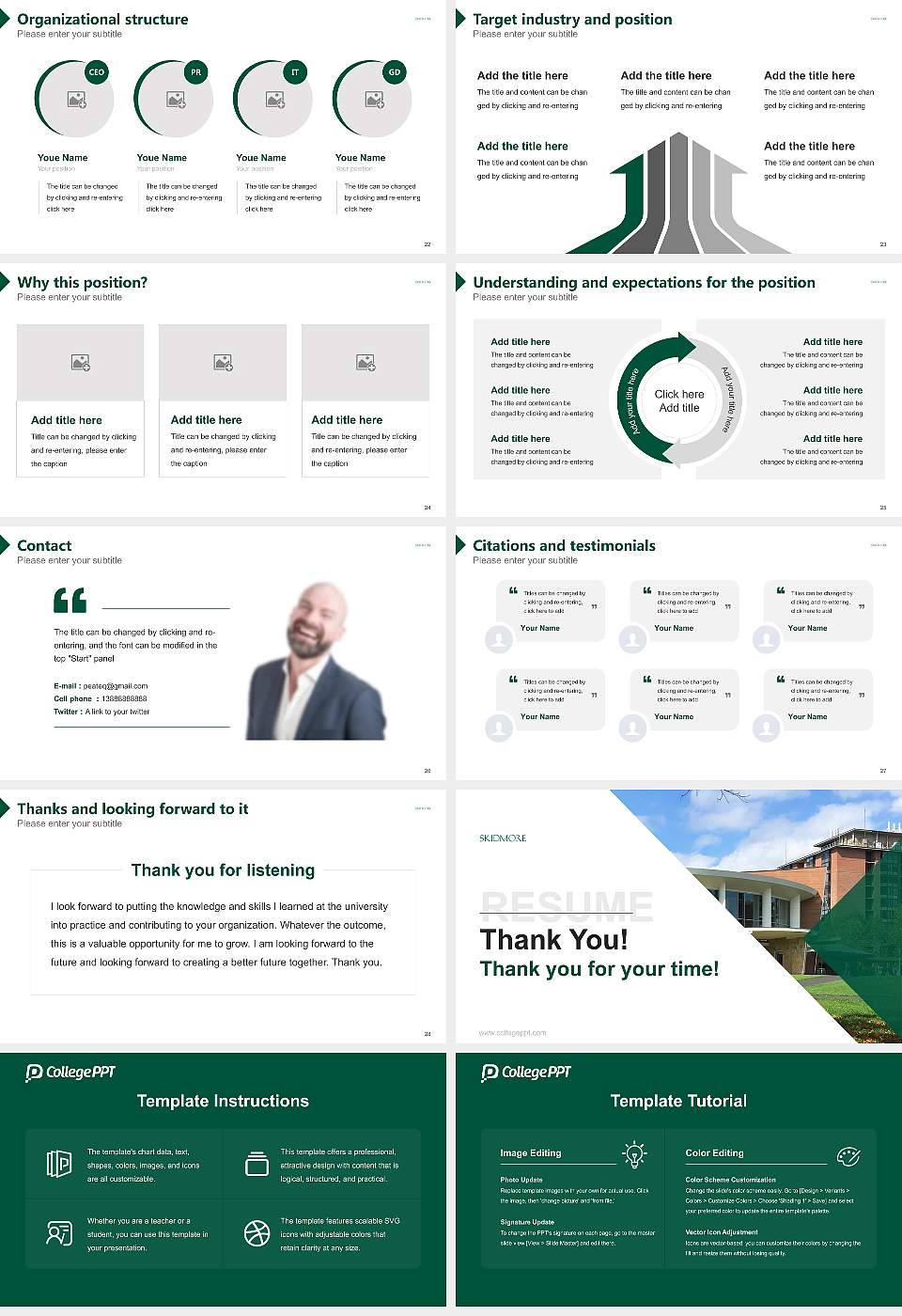 Skidmore College Resume PPT Template16:9 ratio PPT effect preview image4