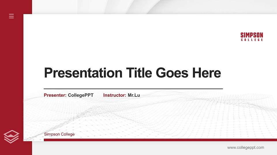 Simpson College Thesis Proposal/Graduation Defense PPT Template16:9 ratio PPT effect preview image