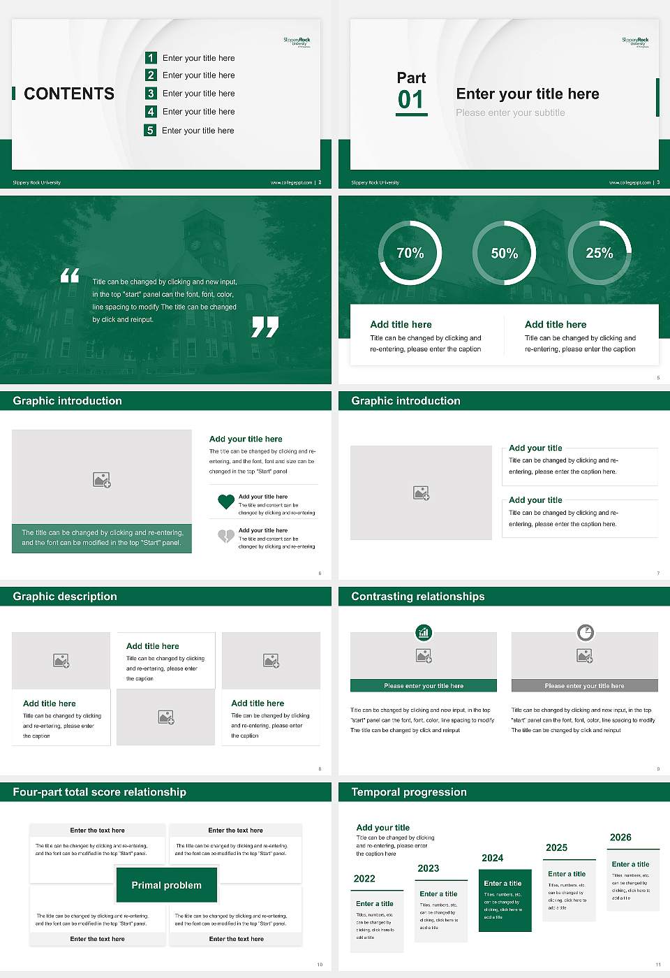 Slippery Rock University Thesis Proposal/Graduation Defense PPT Template16:9 ratio PPT effect preview image2