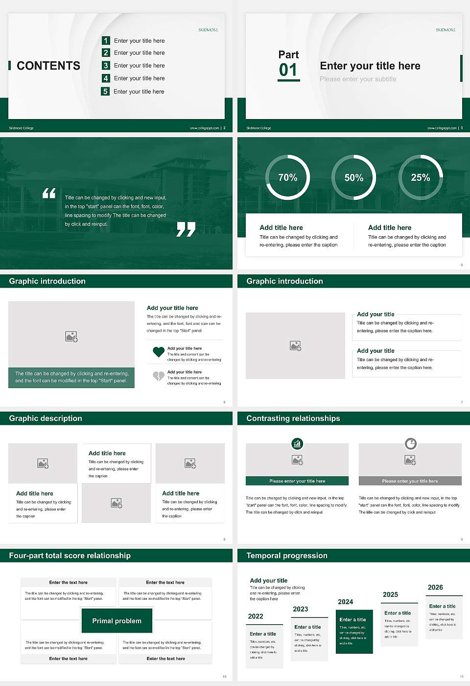 Skidmore College Thesis Proposal/Graduation Defense PPT Template16:9 ratio PPT effect preview image2