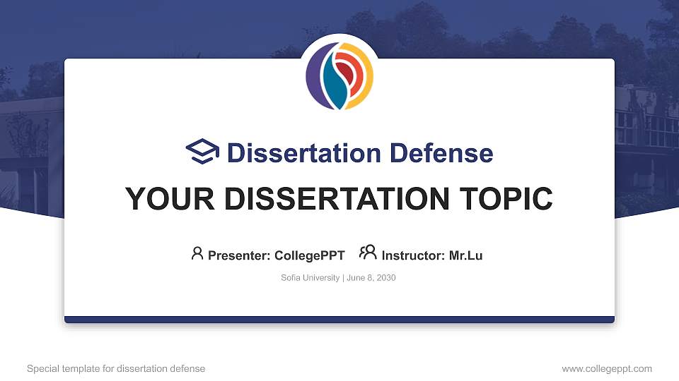 Sofia University Graduation Thesis Defense PPT Template16:9 ratio PPT effect preview image