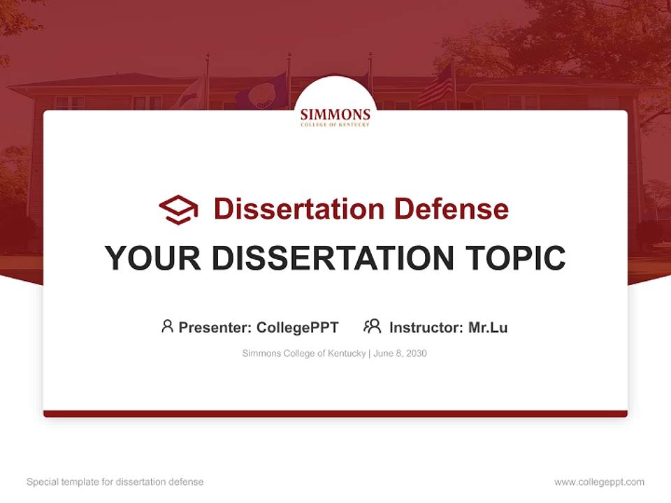 Simmons College of Kentucky Graduation Thesis Defense PPT Template4:3 ratio PPT effect preview image7