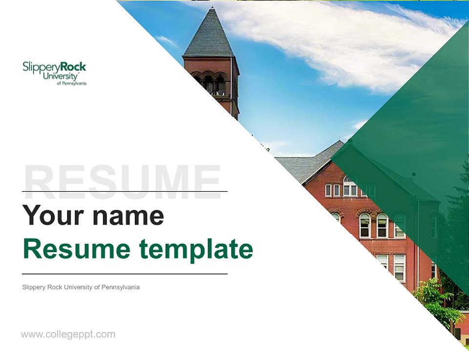 Slippery Rock University of Pennsylvania Resume PPT Template4:3 ratio PPT effect preview image5