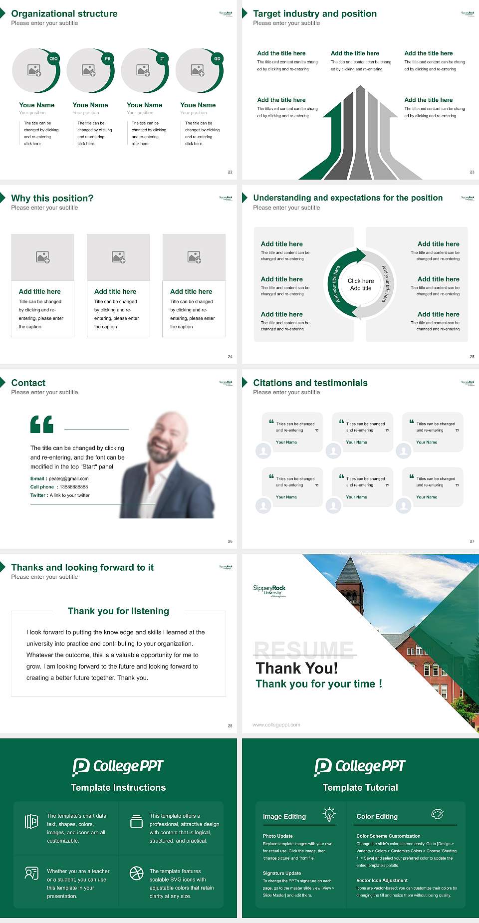 Slippery Rock University of Pennsylvania Resume PPT Template4:3 ratio PPT effect preview image4