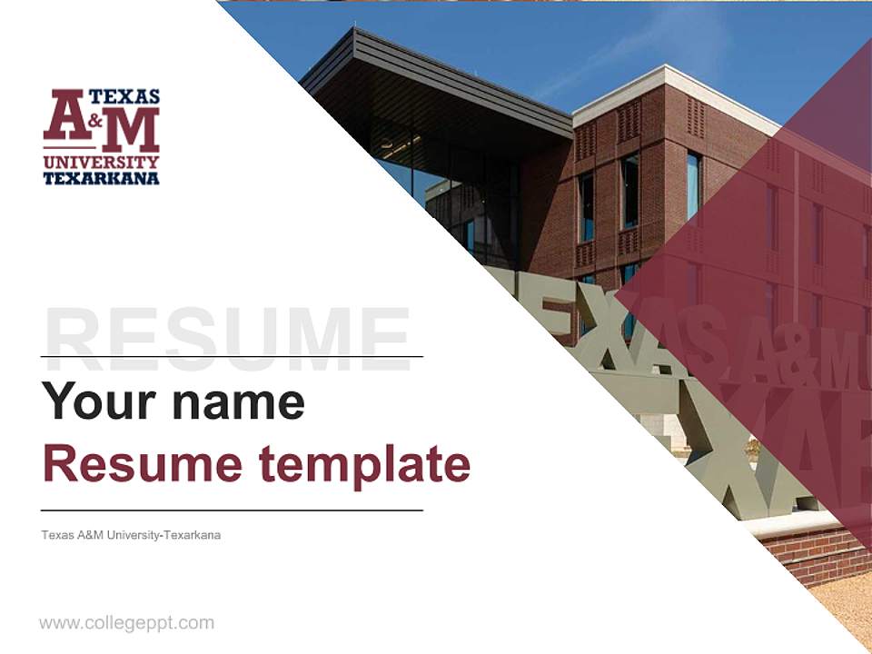 Texas A&M University-Texarkana Resume PPT Template4:3 ratio PPT effect preview image5
