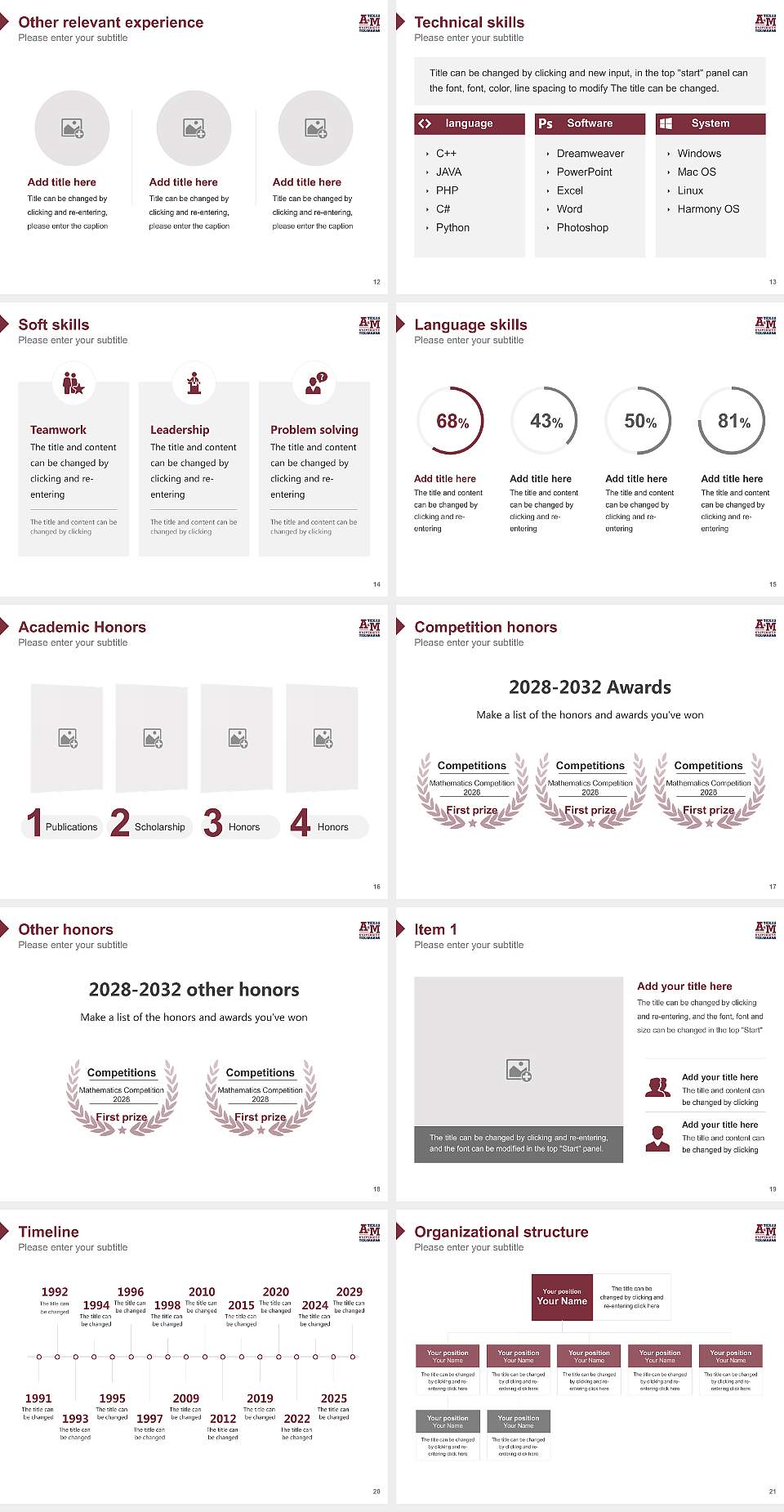 Texas A&M University-Texarkana Resume PPT Template4:3 ratio PPT effect preview image3