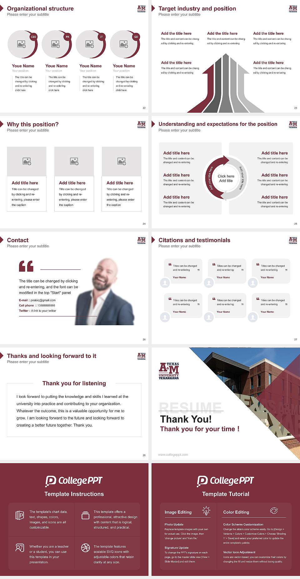 Texas A&M University-Texarkana Resume PPT Template4:3 ratio PPT effect preview image4