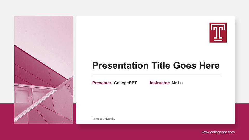 Temple University General Purpose PPT Template16:9 ratio PPT effect preview image