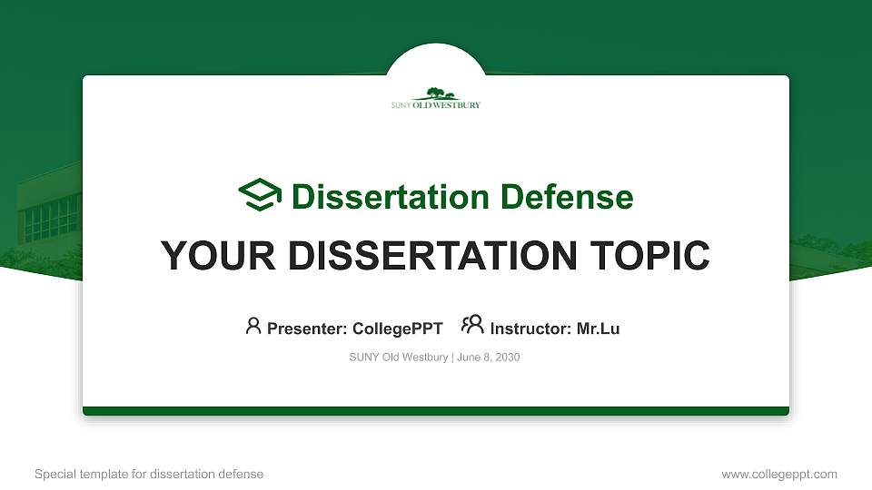 SUNY Old Westbury Graduation Thesis Defense PPT Template16:9 ratio PPT effect preview image