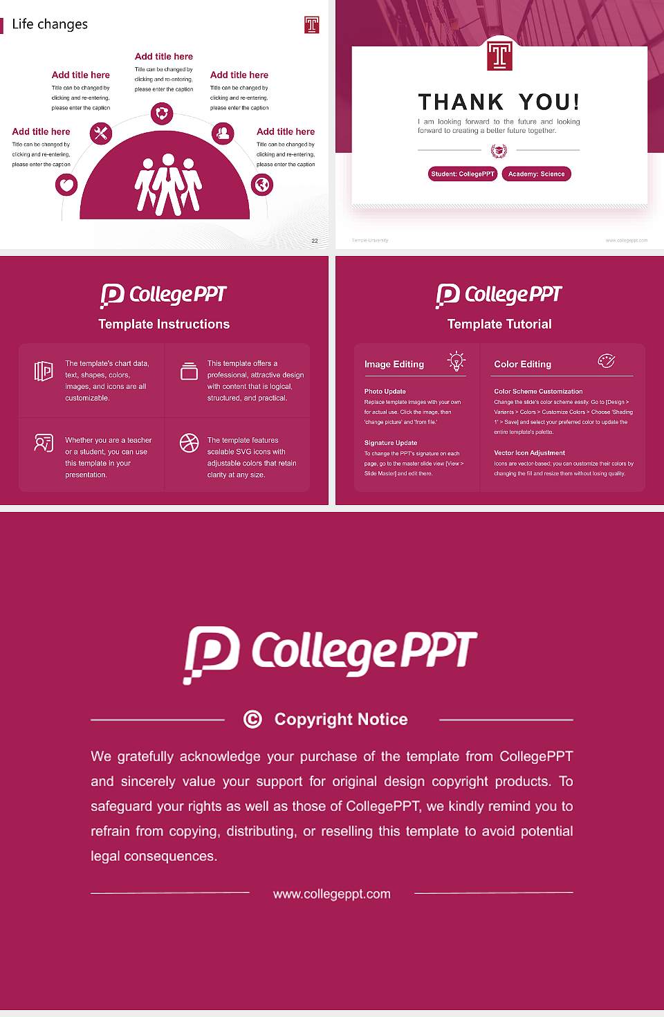 Temple University National Scholarship Defense PPT Template4:3 ratio PPT effect preview image4