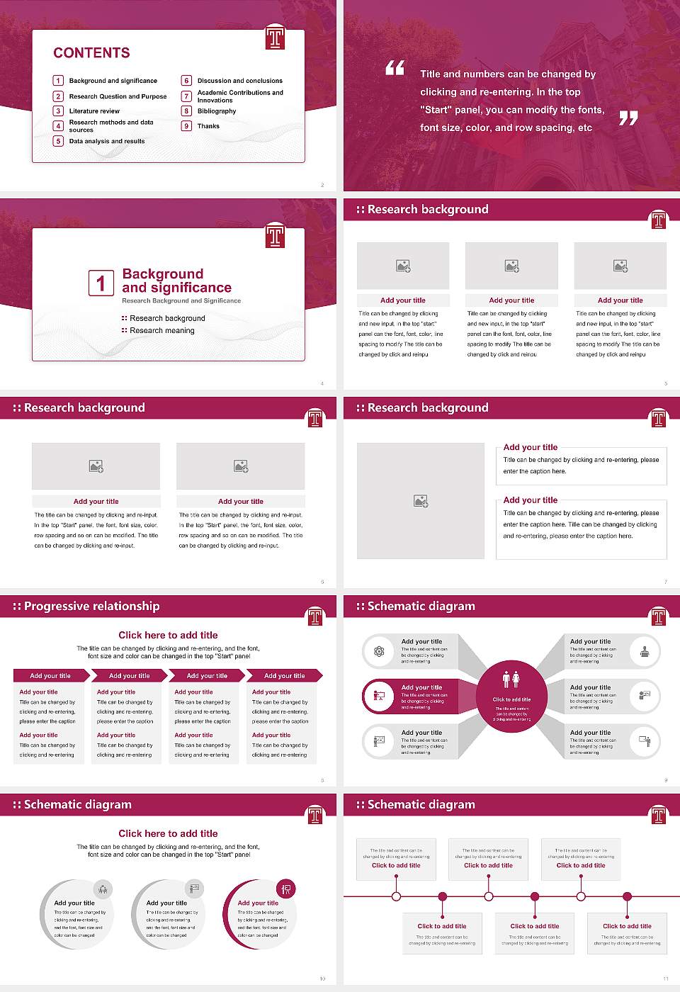Temple University Graduation Thesis Defense PPT Template16:9 ratio PPT effect preview image2