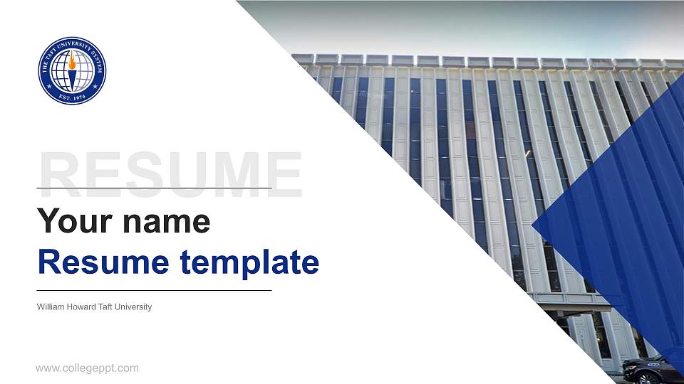 William Howard Taft University Resume PPT Template16:9 ratio PPT effect preview image