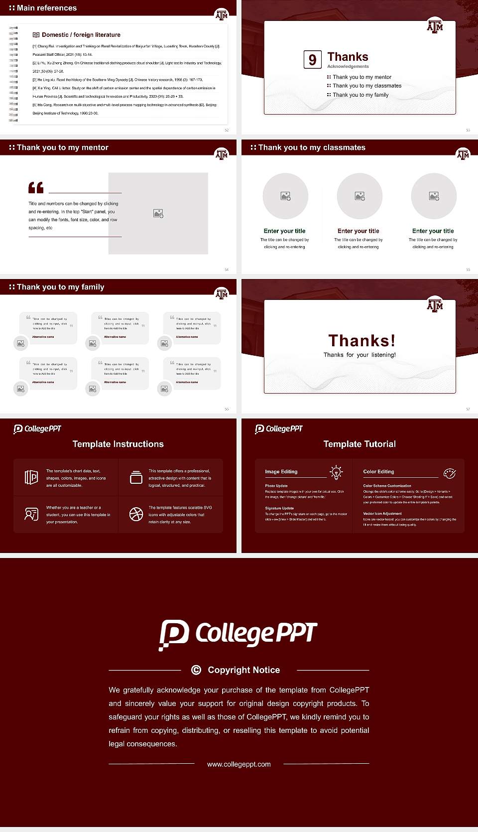 Texas a & M University-College Station Graduation Thesis Defense PPT Template16:9 ratio PPT effect preview image7
