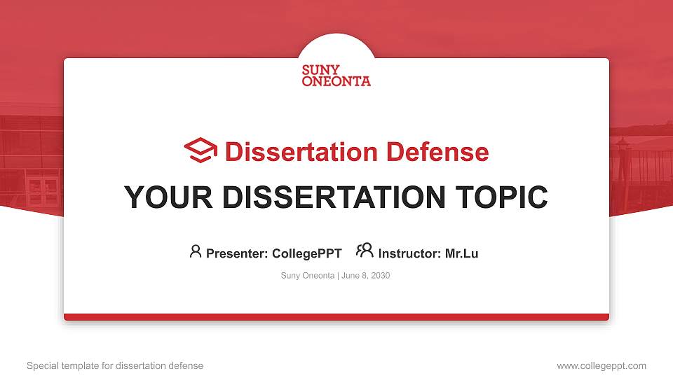 Suny Oneonta Graduation Thesis Defense PPT Template16:9 ratio PPT effect preview image
