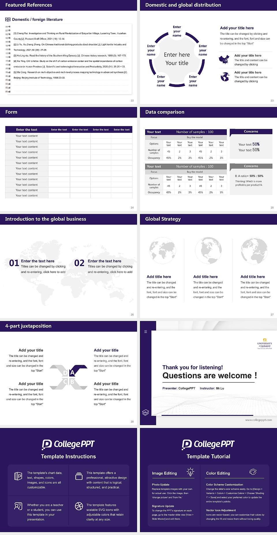 University at Albany, SUNY Thesis Proposal/Graduation Defense PPT Template4:3 ratio PPT effect preview image4