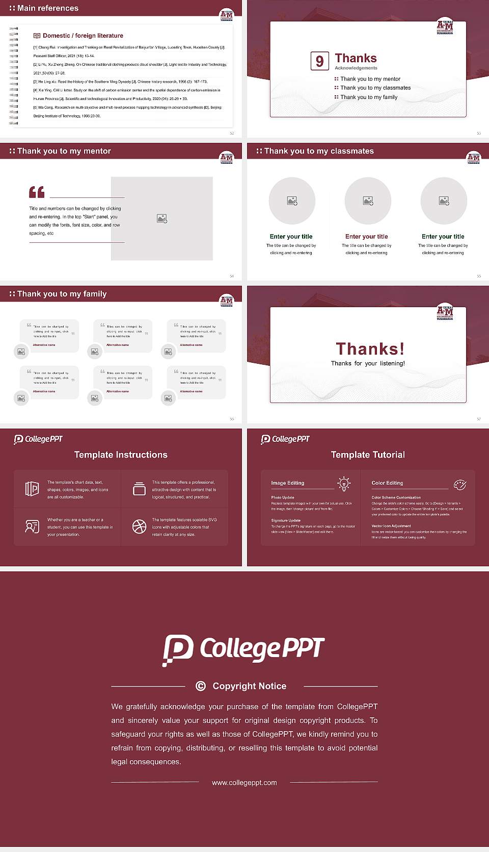 Texas A&M University-Texarkana Graduation Thesis Defense PPT Template16:9 ratio PPT effect preview image7