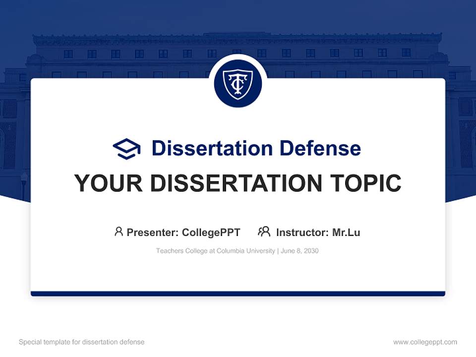 Teachers College at Columbia University Graduation Thesis Defense PPT Template4:3 ratio PPT effect preview image7