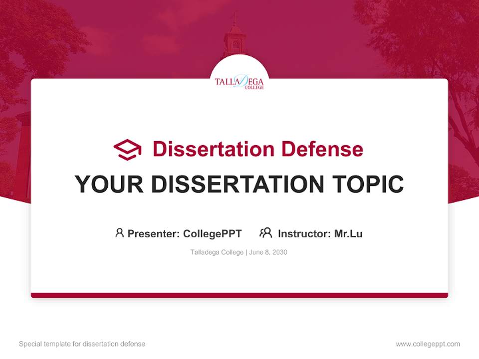Talladega College Graduation Thesis Defense PPT Template4:3 ratio PPT effect preview image7