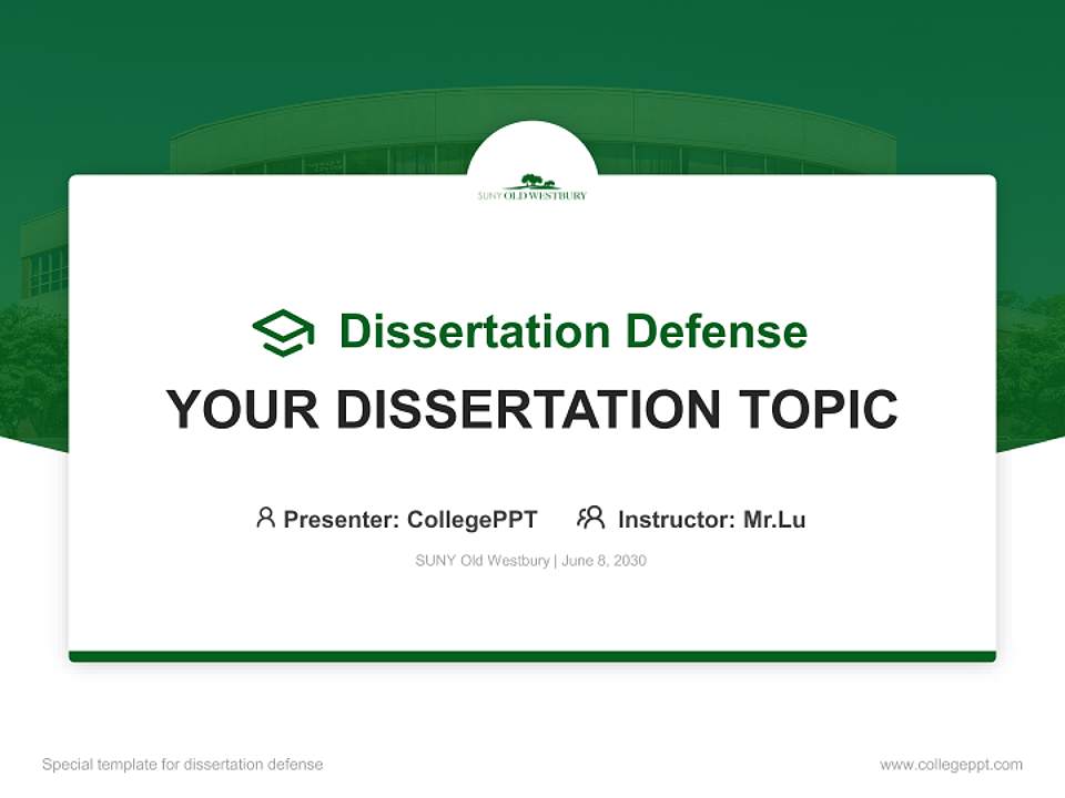 SUNY Old Westbury Graduation Thesis Defense PPT Template4:3 ratio PPT effect preview image7