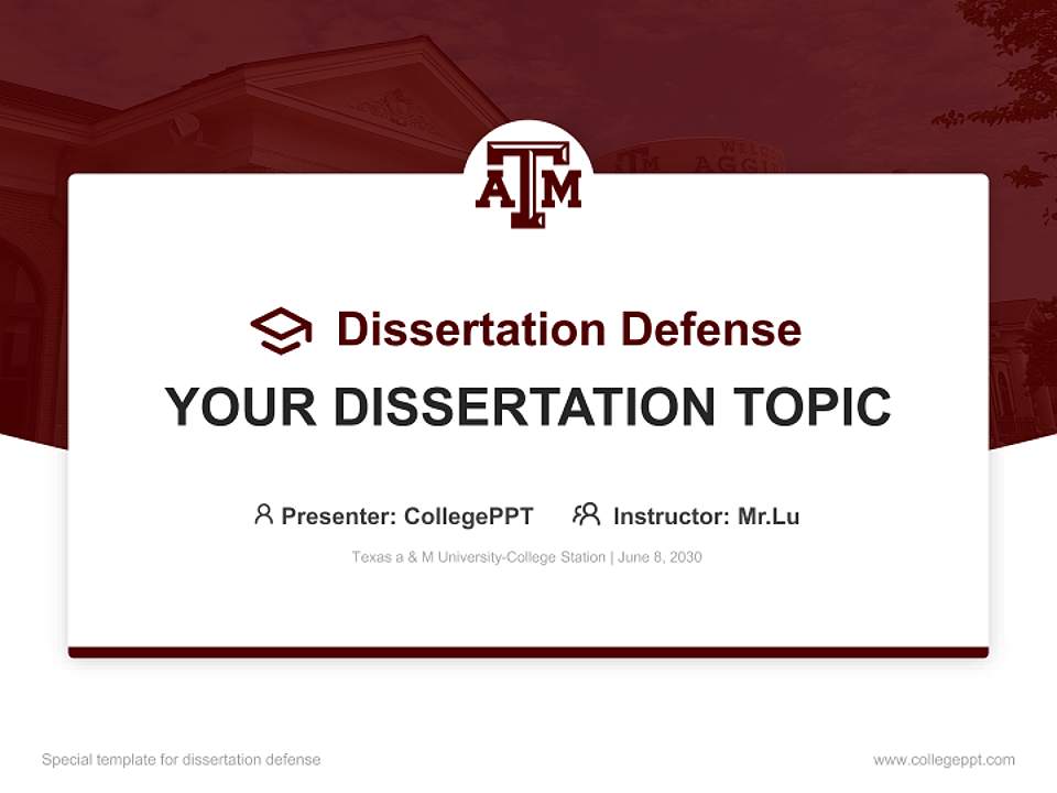 Texas a & M University-College Station Graduation Thesis Defense PPT Template4:3 ratio PPT effect preview image7