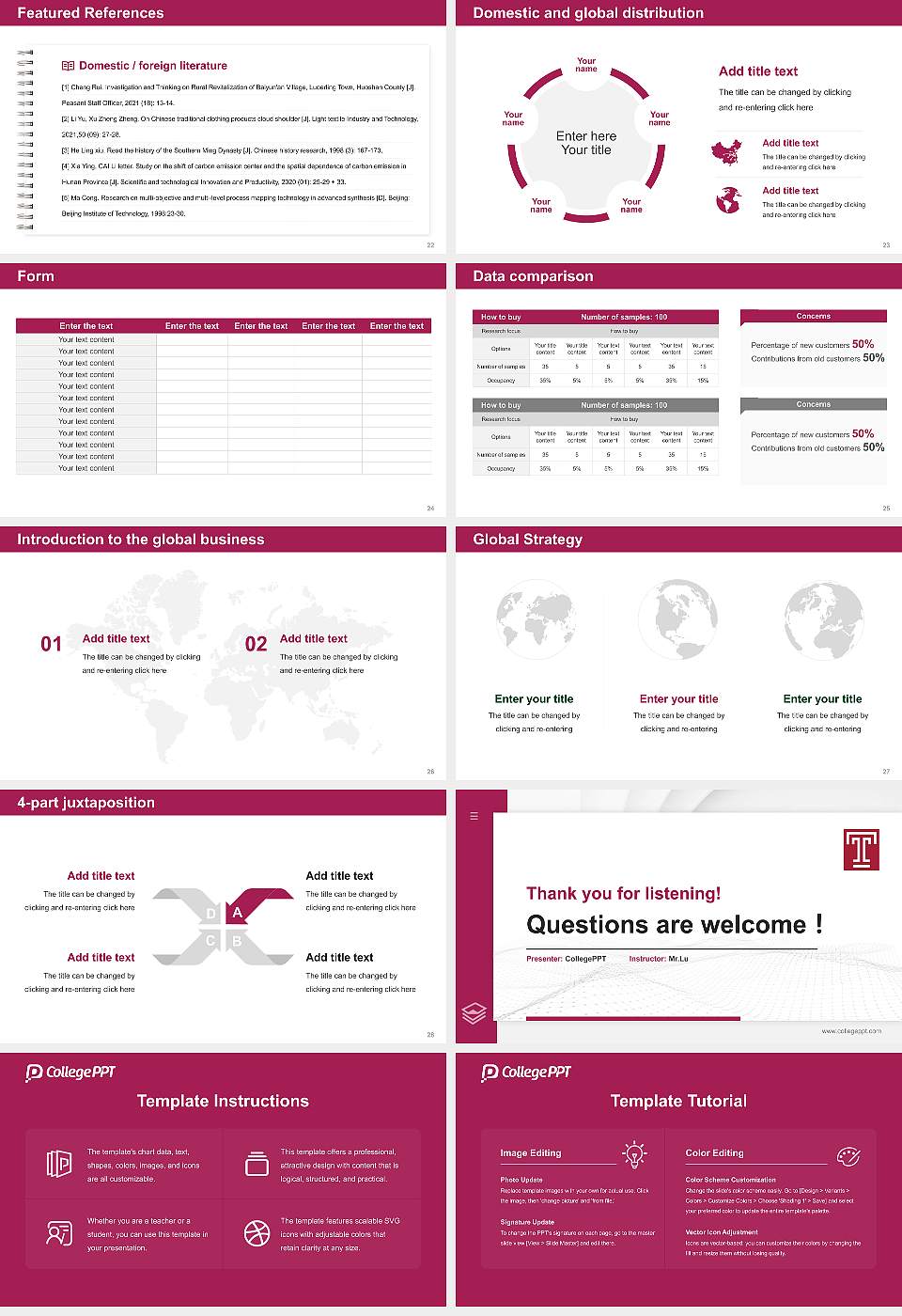 Temple University Thesis Proposal/Graduation Defense PPT Template16:9 ratio PPT effect preview image4