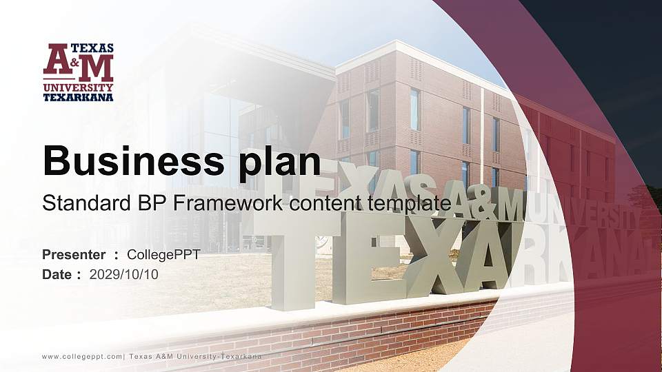 Texas A&M University-Texarkana Competition/Entrepreneurship Contest PPT Template16:9 ratio PPT effect preview image